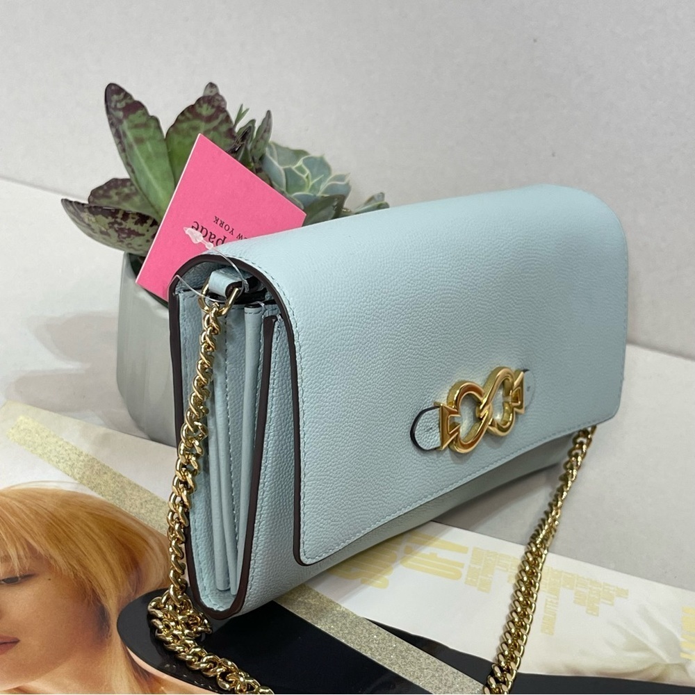 (new+tag) Kate Spade retail Toujours chain clutch cloud mist (dustbag in… - Picture 13 of 16